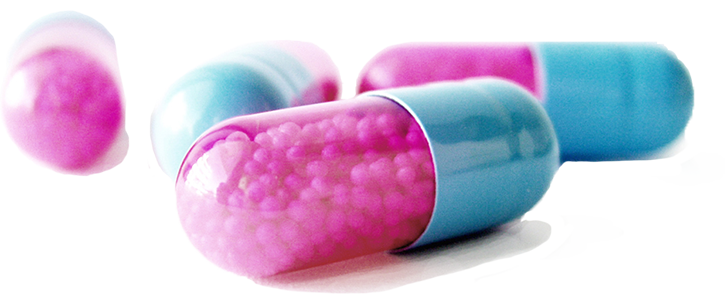 Pink and Blue Pills Depicting Depression Treatment